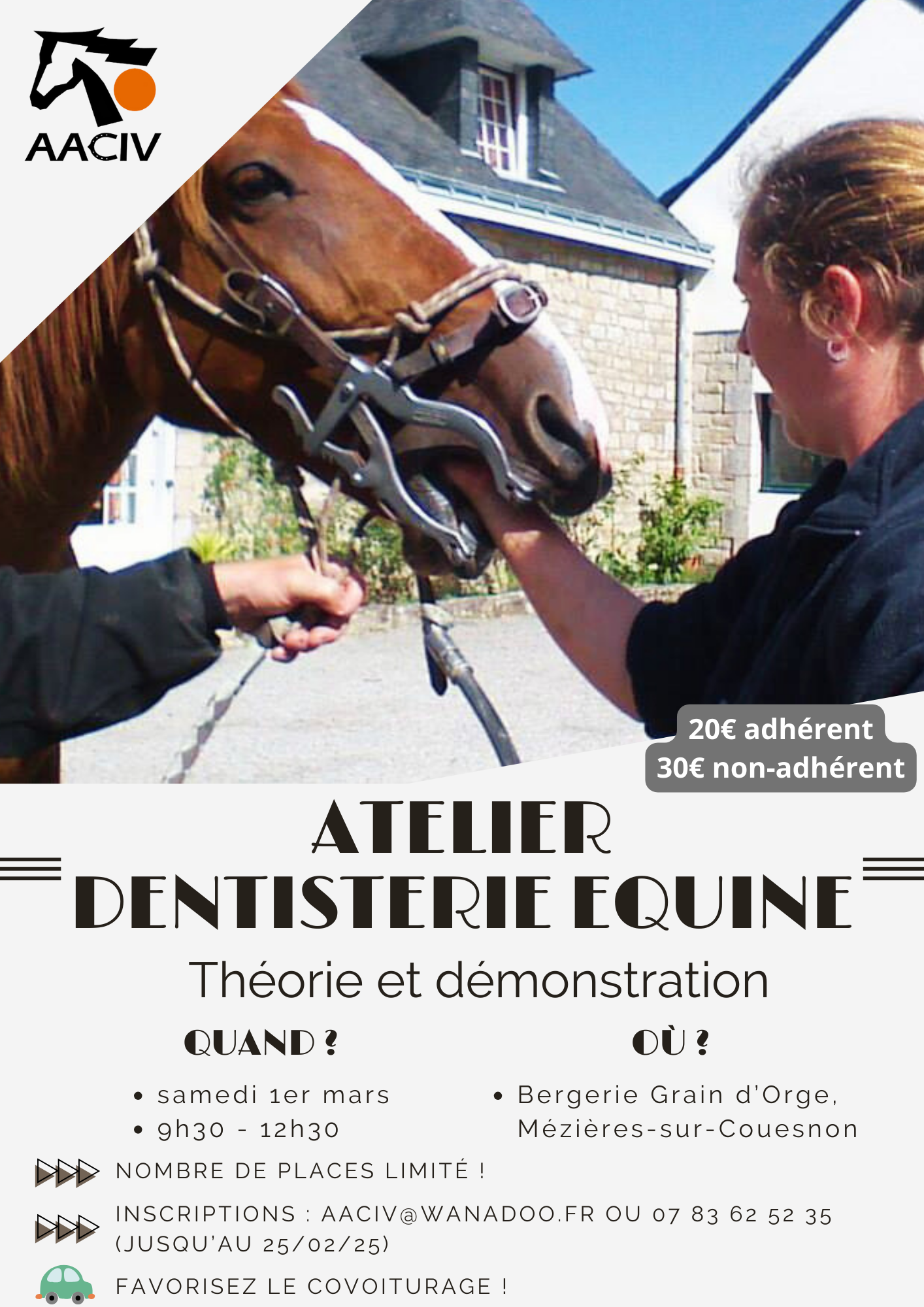 Atelier dentisterie équine le 1er mars 2025